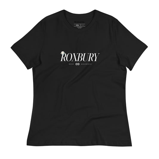 Roxbury Boston Rose Women's Relaxed Black T-Shirt