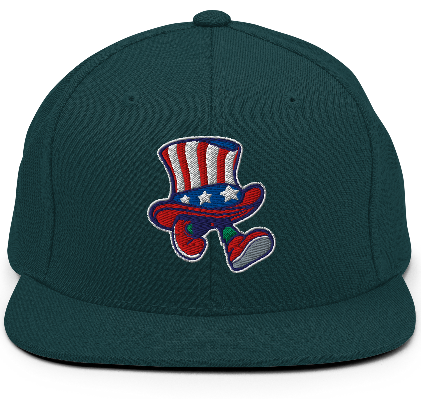 Dark Green snapback hat with a patriotic presidential walking hat design.