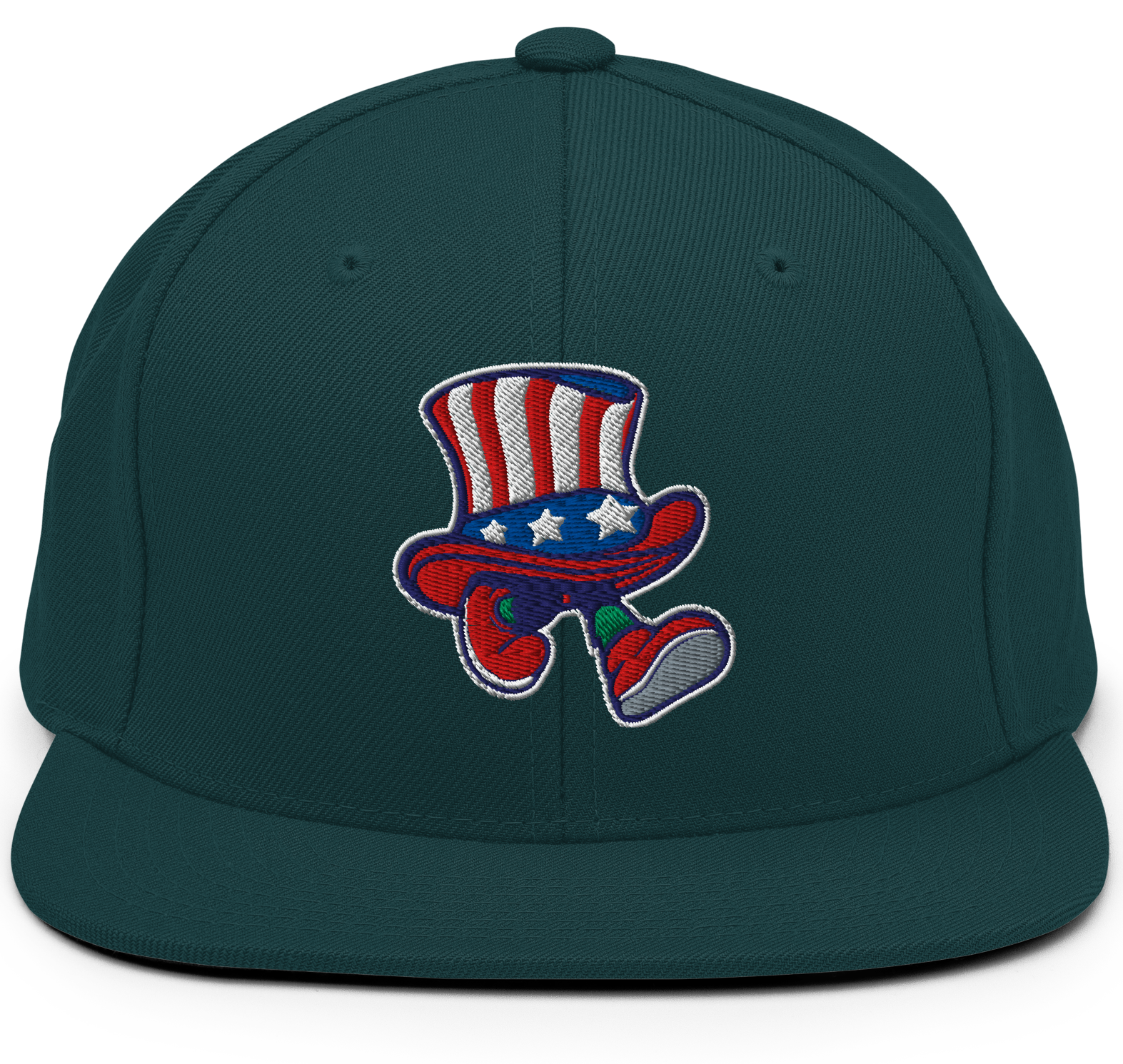 Dark Green snapback hat with a patriotic presidential walking hat design.